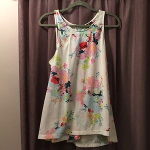 White Flowy Floral Tank